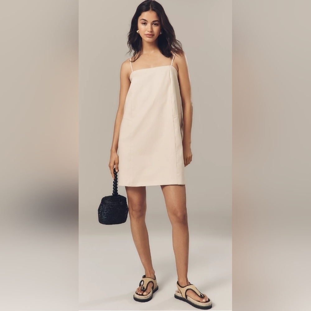 Mare Mare Linen Blend Square Neck A-line Mini Dress Womens Medium NWT.
